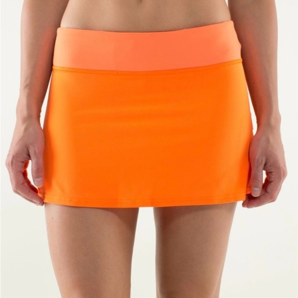 Y2K Lululemon Run Pace Setter Skirt Golf Tennis Pizzaz Orange Sz 6 Rare Retired - Picture 2 of 14